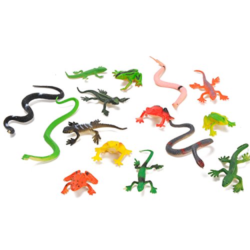 LG-Imports 15er Set Reptilien ca. 4-8cm - Schlangen, Frösche, Echsen, Geckos etc. von LG-Imports