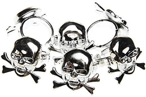 6er Set Piratenringe mit Totenkopf, Kunststoff von LG-Imports