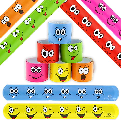 6x Klatscharmband Smiley Gesichter Schnapparmband Mitgebsel Kindergeburtstag von LG Imports