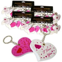 Großpack Schlüsselanhänger als Herzen mit I LOVE YOU, 48er Pack von LG-Imports
