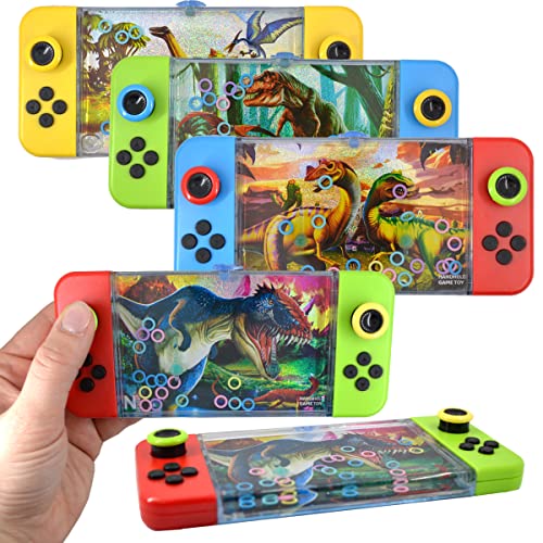 LG-Imports Geduldsspiel Wasser Dinosaurier Glitzer Dino Ringe Kinder 3 Stück Wasserflipper Handheld Bunt 17cm Mitgebsel von LG-Imports