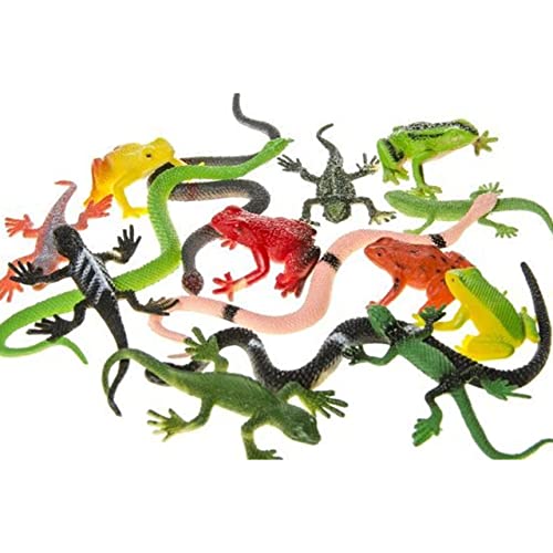 Lg-Imports 15x Reptilien Spielfiguren Set Tier Sammlung Schlangen Frösche Gecko Kunststoff von LG-Imports