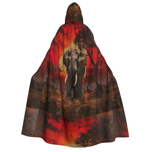 LGHDFYO Elefant Sonnenuntergang Halloween Unisex Kapuzenumhang Leichte Erwachsene Cosplay Oberbekleidung LGHDFYO Elefant Sonnenuntergang Halloween Unisex Kapuzenumhang Leichte Erwachsene Cosplay Oberbekleidung von LGHDFYO