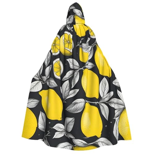 LGHDFYO Halloween-Kapuzenumhang mit Zitronenfruchtmuster, Unisex, leicht, für Erwachsene, Cosplay-Oberbekleidung von LGHDFYO