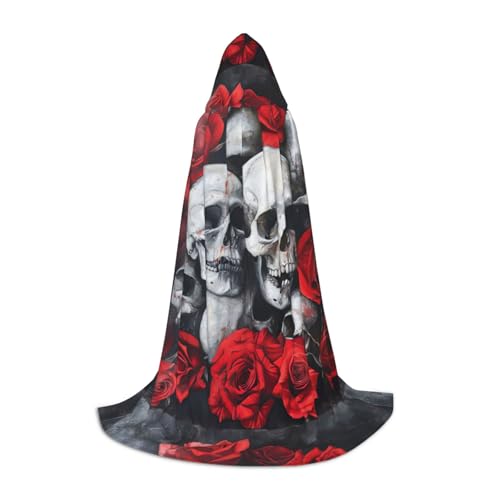 LGHDFYO Halloween-Umhang mit Totenkopf und roter Rose, Kapuzenumhang, Cosplay-Kostüm, Unisex, Robecloak für Halloween, Karneval, Party LGHDFYO Halloween-Umhang mit Totenkopf und roter Rose, Kapuzenumhang, Cosplay-Kostüm, Unisex, Robecloak für Halloween, Karneval, Party von LGHDFYO