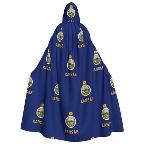 LGHDFYO Kansas Unisex Kapuzenumhang mit Staatsflagge, Halloween, leichte Cosplay-Oberbekleidung für Erwachsene von LGHDFYO