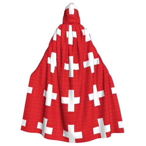LGHDFYO Kapuzenumhang mit Schweizer Flagge, Unisex, Mittelalter-Kostüm mit angenähter Kapuze LGHDFYO Kapuzenumhang mit Schweizer Flagge, Unisex, Mittelalter-Kostüm mit angenähter Kapuze von LGHDFYO