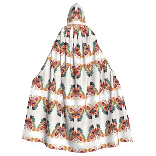 LGHDFYO Kapuzenumhang mit Stickerei, bunter Schmetterling, Unisex, Mittelalter-Kostüm mit angenähter Kapuze LGHDFYO Kapuzenumhang mit Stickerei, bunter Schmetterling, Unisex, Mittelalter-Kostüm mit angenähter Kapuze von LGHDFYO