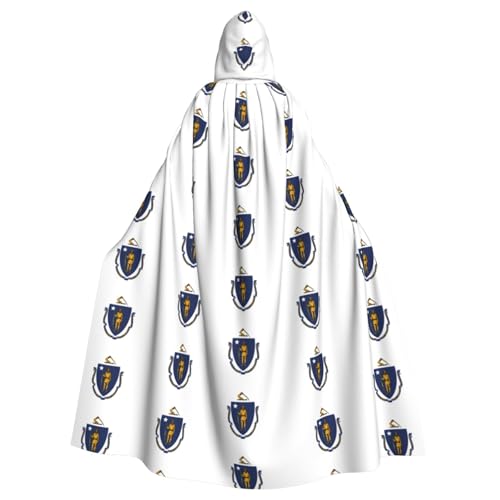 LGHDFYO Massachusetts State Flag Unisex Kapuzenumhang, Mittelalter-Kostüm mit angenähter Kapuze von LGHDFYO