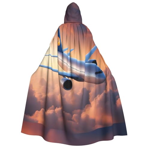 LGHDFYO Wunderschöner Sky-Flugzeug-Halloween-Umhang mit Kapuze, Unisex, leichte Cosplay-Oberbekleidung für Erwachsene von LGHDFYO