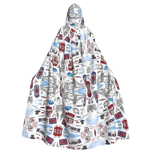 Halloween Kapuzenumhang Kostüm – Unisex Erwachsene London Print Cape für Cosplay, Party und Themenveranstaltungen Halloween Kapuzenumhang Kostüm – Unisex Erwachsene London Print Cape für Cosplay, Party und Themenveranstaltungen von LGHHGY