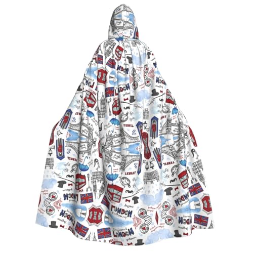 Halloween-Kostüm mit Kapuze und London-Druck, perfekt für Partys, Karneval, Comic-Ausstellungen und mehr Halloween-Kostüm mit Kapuze und London-Druck, perfekt für Partys, Karneval, Comic-Ausstellungen und mehr von LGHHGY