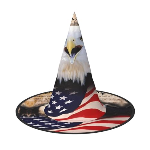 LGHHGY 1 PC Halloween Hut - Patriotischer Weißkopfseeadler mit amerikanischer Flagge Druck Hexen Dekor Party Rollenspiel Zubehör Magic Wizard Cap für Frauen Männer von LGHHGY