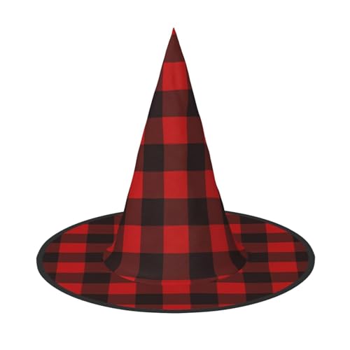 LGHHGY 1 Stück Halloween Hut - Plaid Rot und Schwarz Druck Hexen Dekor Party Rollenspiel Zubehör Magic Wizard Cap für Frauen Männer von LGHHGY