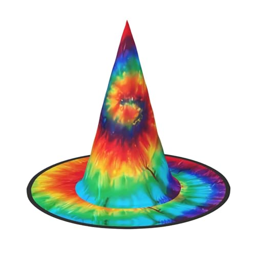 LGHHGY 1 x Halloween-Hut – Batikfärbung Regenbogen Druck Hexen Dekor Party Rollenspiel Zubehör Magic Wizard Cap für Frauen Männer LGHHGY 1 x Halloween-Hut – Batikfärbung Regenbogen Druck Hexen Dekor Party Rollenspiel Zubehör Magic Wizard Cap für Frauen Männer von LGHHGY