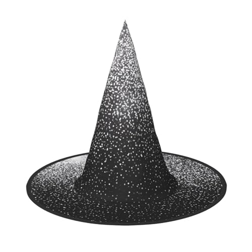 LGHHGY 1 x Halloween-Hut – Glänzender silberner Glitzer-Druck, Hexen-Dekor-Party, Rollenspiel-Zubehör, magische Zauberer-Kappe für Damen, Herren von LGHHGY