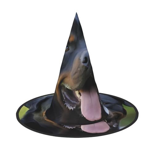 LGHHGY 1 x Halloween-Hut – Rottweiler Tapetendruck Hexen Dekor Party Rollenspiel Zubehör Magic Wizard Cap für Frauen Männer von LGHHGY