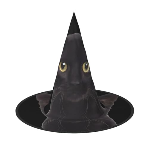 LGHHGY 1 x Halloween-Hut – schwarze süße Katze, bedruckt mit Hexen-Dekor, Party, Rollenspiel-Zubehör, magische Zauberer-Kappe für Damen, Herren von LGHHGY