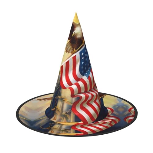 LGHHGY 1PC Halloween Hut - Amerikanische USA Flagge Adler Kunstdruck Hexen Dekor Party Rollenspiel Zubehör Magic Wizard Cap für Frauen Männer von LGHHGY