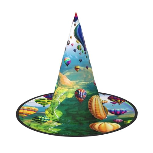 LGHHGY 1PC Halloween Hut - Heißluftballons Druck Hexen Dekor Party Rollenspiel Zubehör Magic Wizard Cap für Frauen Männer von LGHHGY