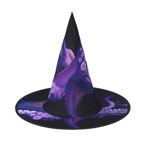 LGHHGY 1PC Halloween Hut - Lila Octopus Print Hexen Dekor Party Rollenspiel Zubehör Magic Wizard Cap für Frauen Männer LGHHGY 1PC Halloween Hut - Lila Octopus Print Hexen Dekor Party Rollenspiel Zubehör Magic Wizard Cap für Frauen Männer von LGHHGY