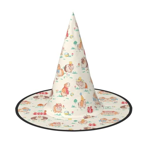 LGHHGY 1PC Halloween Hut - Meerschweinchen Druck Hexen Dekor Party Rollenspiel Zubehör Magic Wizard Cap für Frauen Männer von LGHHGY