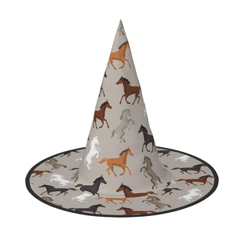 LGHHGY 1PC Halloween Hut - Niedliche Pferde Druck Hexen Dekor Party Rollenspiel Zubehör Magic Wizard Cap für Frauen Männer von LGHHGY