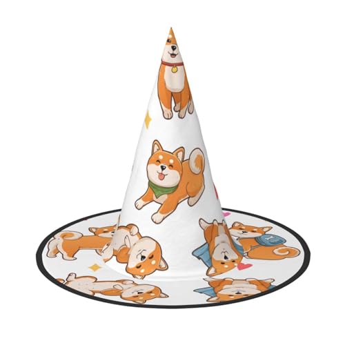 LGHHGY 1PC Halloween Hut - Niedlicher Shiba Inu Hund Druck Hexen Dekor Party Rollenspiel Zubehör Magic Wizard Cap für Frauen Männer von LGHHGY