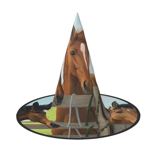 LGHHGY 1PC Halloween Hut - Pferd Druck Hexen Dekor Party Rollenspiel Zubehör Magic Wizard Cap für Frauen Männer von LGHHGY