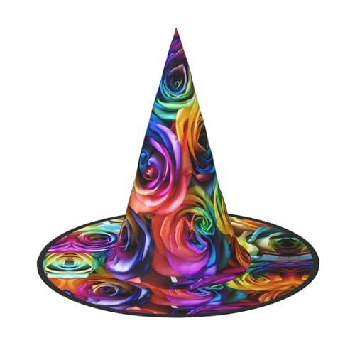LGHHGY 1PC Halloween Hut - Regenbogen Rose Druck Hexen Dekor Party Rollenspiel Zubehör Magic Wizard Cap für Frauen Männer LGHHGY 1PC Halloween Hut - Regenbogen Rose Druck Hexen Dekor Party Rollenspiel Zubehör Magic Wizard Cap für Frauen Männer von LGHHGY