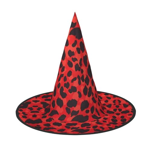 LGHHGY 1PC Halloween Hut - Roter Leopardenmuster Druck Hexen Dekor Party Rollenspiel Zubehör Magic Wizard Cap für Frauen Männer von LGHHGY