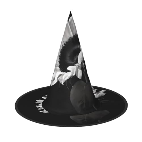 LGHHGY 1PC Halloween Hut - Sonnenblume Schwarz Grau Druck Hexen Dekor Party Rollenspiel Zubehör Magic Wizard Cap für Frauen Männer von LGHHGY