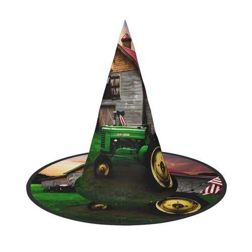 LGHHGY 2 Stück Halloween-Hut – Alter Traktor Foto Bauernhof Druck Hexen Dekor Party Rollenspiel Zubehör Magic Wizard Cap für Damen Herren von LGHHGY