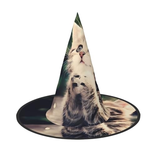 LGHHGY 2 Stück Halloween-Hut – Katzen-Druck, Hexen-Dekor, Party, Rollenspiel-Zubehör, magische Zauberer-Kappe für Damen, Herren von LGHHGY