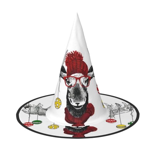LGHHGY 2 Stück Halloween-Hut – Lustiger Weihnachtselch-Druck, Hexen-Dekoration, Party, Rollenspiel-Zubehör, magische Zauberer-Kappe für Damen, Herren von LGHHGY