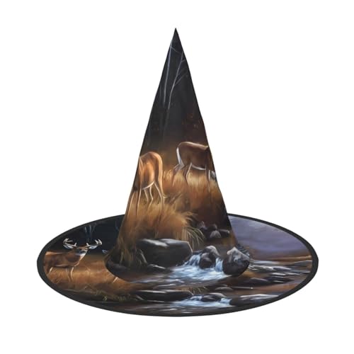 LGHHGY 2 Stück Halloween-Hut – Schönheit Hirsch Druck Hexen Dekor Party Rollenspiel Zubehör Magic Wizard Cap für Damen und Herren von LGHHGY