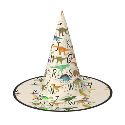 LGHHGY 2 Stück Halloween-Hut – Stilvolle Lernalphabete mit Dinosaurier-Druck, Hexen-Dekor, Party, Rollenspiel-Zubehör, magische Zauberer-Kappe für Damen, Herren von LGHHGY