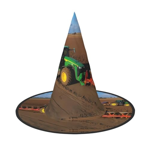 LGHHGY 2 Stück Halloween-Hut – Traktor Bauernhof Druck Hexen Dekor Party Rollenspiel Zubehör Magic Wizard Cap für Damen und Herren von LGHHGY