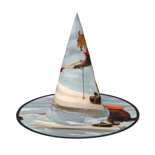 LGHHGY 2 Stück Halloween-Hut – Wasserski Fuchs Eichhörnchen Druck Hexen Dekor Party Rollenspiel Zubehör Magic Wizard Cap für Damen und Herren von LGHHGY