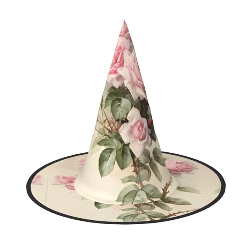 LGHHGY 2 Stück Halloween-Hut – rosa Vintage-Rosen-Druck, Hexen-Dekoration, Party, Rollenspiel-Zubehör, magische Zauberer-Kappe für Damen, Herren LGHHGY 2 Stück Halloween-Hut – rosa Vintage-Rosen-Druck, Hexen-Dekoration, Party, Rollenspiel-Zubehör, magische Zauberer-Kappe für Damen, Herren von LGHHGY