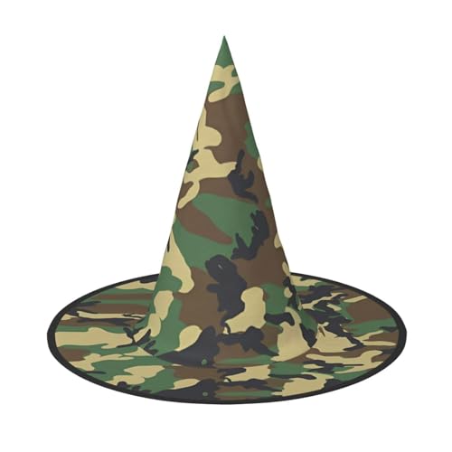 LGHHGY 3 Stück Halloween-Hut – Grüner Militär-Camouflage-Druck, Hexen-Dekor, Party, Rollenspiel-Zubehör, magische Zauberer-Kappe für Damen, Herren von LGHHGY