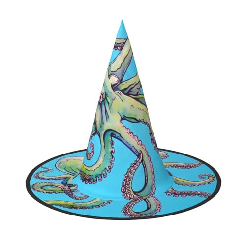LGHHGY 3 Stück Halloween-Hut – Oktopus-Design, Druck, Hexen, Dekoration, Party, Rollenspiel-Zubehör, magische Zauberer-Kappe für Damen, Herren von LGHHGY