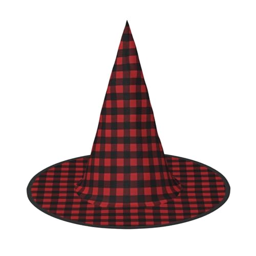 LGHHGY 3 Stück Halloween-Hut – Rot-Schwarz, Büffelkaro, Karomuster, Druck, Hexen-Dekor, Party, Rollenspiel-Zubehör, magische Zauberer-Kappe für Damen und Herren von LGHHGY