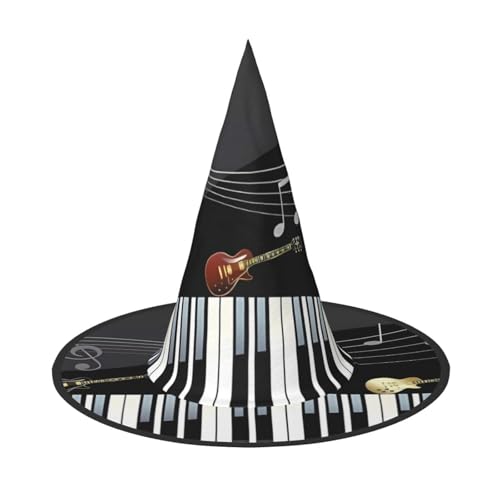 LGHHGY Halloween-Hut – Gitarren-Klavier-Muster, Hexen-Dekor, Party, Rollenspiel-Zubehör, magische Zauberer-Kappe für Damen, Herren, 2 Stück von LGHHGY