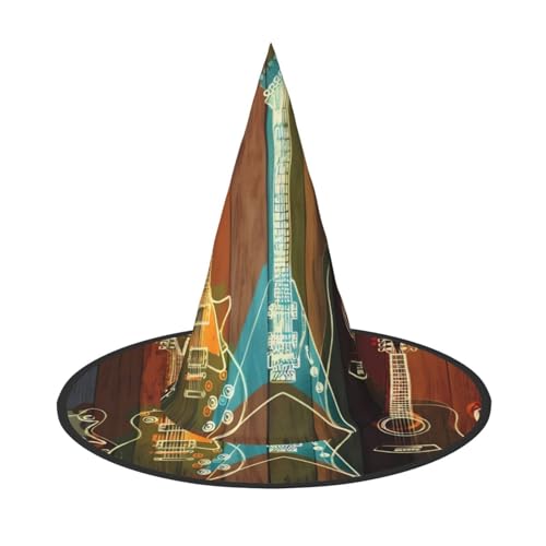 LGHHGY Halloween-Hut – Gitarrenkunstdruck, Hexen-Dekoration, Party, Rollenspiel-Zubehör, magische Zauberer-Kappe für Damen, Herren, 2 Stück LGHHGY Halloween-Hut – Gitarrenkunstdruck, Hexen-Dekoration, Party, Rollenspiel-Zubehör, magische Zauberer-Kappe für Damen, Herren, 2 Stück von LGHHGY