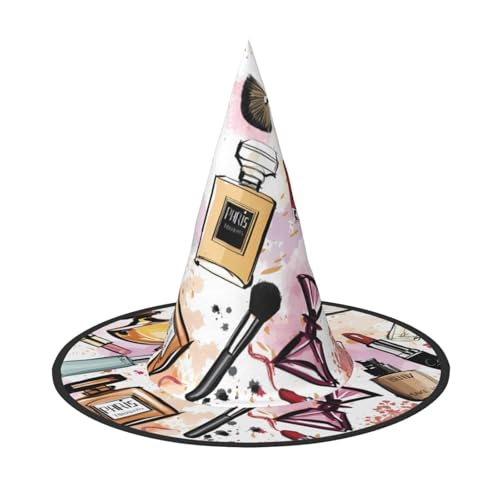 LGHHGY Halloween-Hut – Kosmetik- und Make-up-Themen-Druck, Hexen-Dekor, Party, Rollenspiel-Zubehör, magische Zauberer-Kappe für Damen, Herren, 3 Stück von LGHHGY