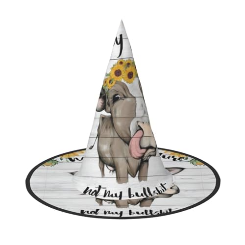 LGHHGY Halloween-Hut – Kuh-Sonnenblumen-Druck, Hexen-Dekoration, Party, Rollenspiel-Zubehör, magische Zauberer-Kappe für Damen, Herren, 3 Stück von LGHHGY