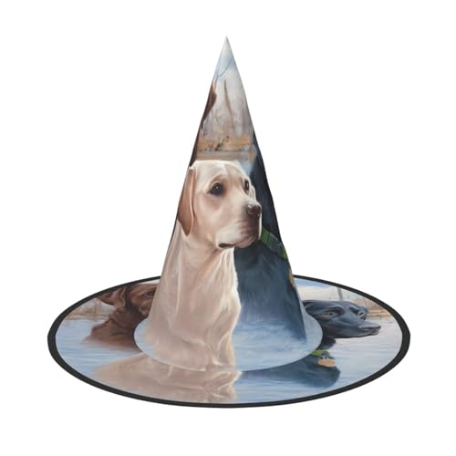 LGHHGY Halloween-Hut – Labrador-Hunde-Druck, Hexen-Dekoration, Party, Rollenspiel-Zubehör, magische Zauberer-Kappe für Damen, Herren, 2 Stück LGHHGY Halloween-Hut – Labrador-Hunde-Druck, Hexen-Dekoration, Party, Rollenspiel-Zubehör, magische Zauberer-Kappe für Damen, Herren, 2 Stück von LGHHGY