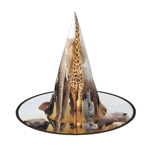 LGHHGY Halloween-Hut – Tier-Safari-Druck, Hexen-Dekoration, Party, Rollenspiel-Zubehör, magische Zauberer-Kappe für Damen, Herren, 2 Stück LGHHGY Halloween-Hut – Tier-Safari-Druck, Hexen-Dekoration, Party, Rollenspiel-Zubehör, magische Zauberer-Kappe für Damen, Herren, 2 Stück von LGHHGY