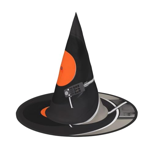 LGHHGY Halloween-Hut – Vintage-Vinyl-Schallplatten-Druck, Hexen-Dekor, Party, Rollenspiel-Zubehör, magische Zauberer-Kappe für Damen, Herren, 2 Stück von LGHHGY